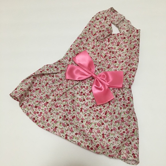 Mido Other - 💚 Dog Clothes Pink Floral Dress With Bow